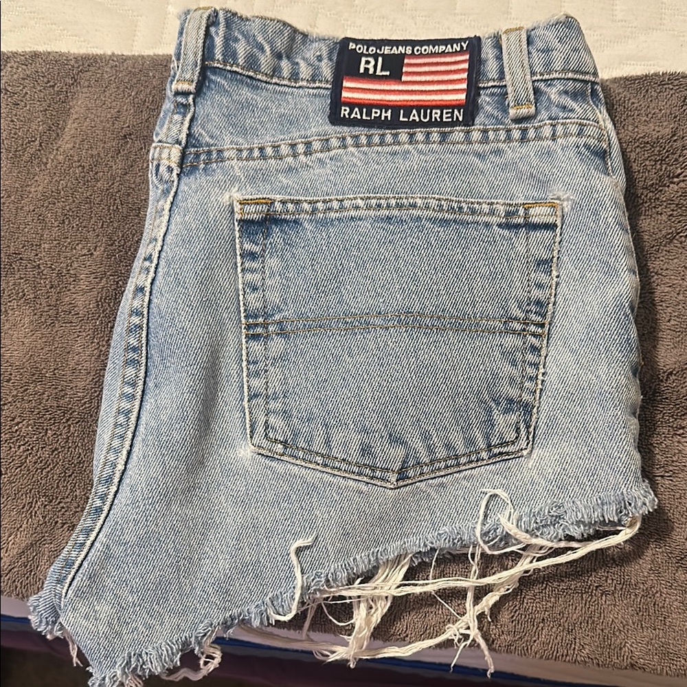 Ralph Lauren Light Blue Denim Asymmetrical Shorts